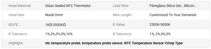 Copper Crimp Type NTC Temperature Sensors