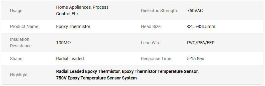 750VAC Epoxy Thermistor Temperature Sensor